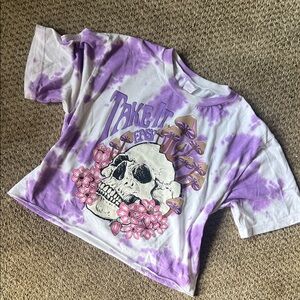 No Boundaries Purple Tie-Dye Skull Crop Top